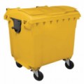 Plastová venkovní popelnice Manutan, objem 1 100 l, žlutá, 