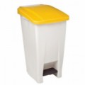 Plastový odpadkový koš Manu, objem 60 l, bílý/žlutý, 