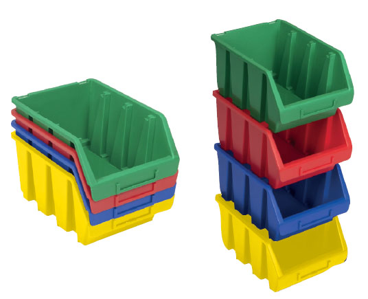 Dílenské boxy stohovatelné, postavitelné, závěsné, skladem