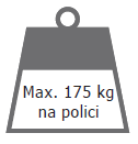 Maximální nosnost 175 kg na polici