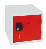 Šatní box 30 x 30 x 30 cm, šedá/červená, 