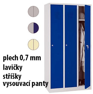 šatní skříně tři oddíly 