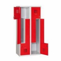 Svařovaná šatní skříň Z, 4 boxy, šedá-červená, 